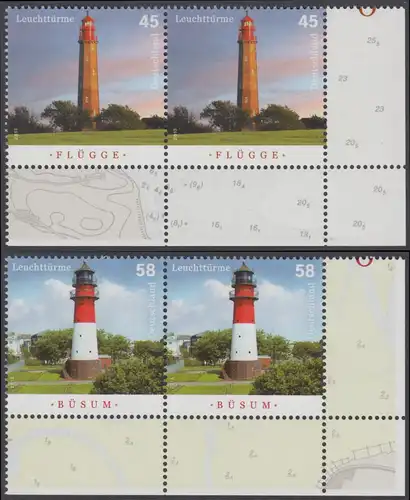 BUND 2013 Michel-Nummer 3010-3011 postfrisch SATZ(2) horiz.PAARE ECKRÄNDER unten rechts