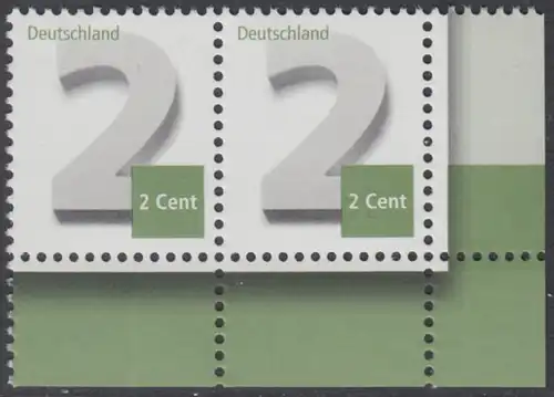 BUND 2013 Michel-Nummer 3042 postfrisch horiz.PAAR ECKRAND unten rechts