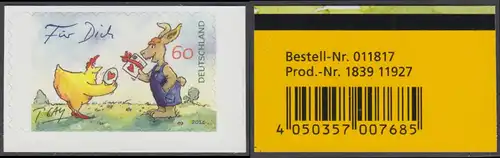 BUND 2014 Michel-Nummer 3066 postfrisch  EINZELMARKE m/ EAN -aus MH/selbstklebend- 