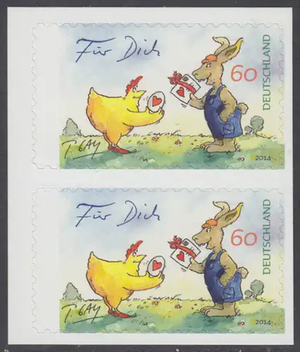 BUND 2014 Michel-Nummer 3066 postfrisch vert.PAAR (a) -aus MH/selbstklebend- 