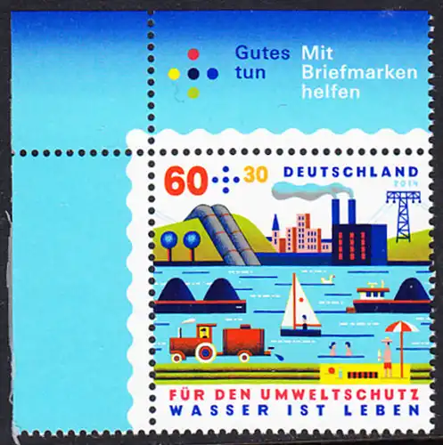 BUND 2014 Michel-Nummer 3067 postfrisch EINZELMARKE ECKRAND oben links
