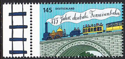 BUND 2014 Michel-Nummer 3070 postfrisch EINZELMARKE RAND links