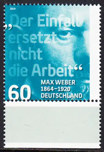 BUND 2014 Michel-Nummer 3071 postfrisch EINZELMARKE RAND unten