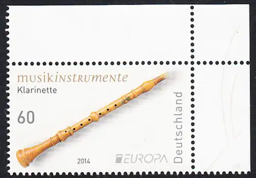 BUND 2014 Michel-Nummer 3078 postfrisch EINZELMARKE ECKRAND oben rechts