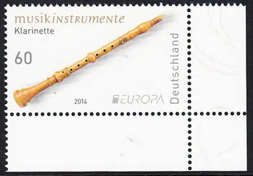 BUND 2014 Michel-Nummer 3078 postfrisch EINZELMARKE ECKRAND unten rechts