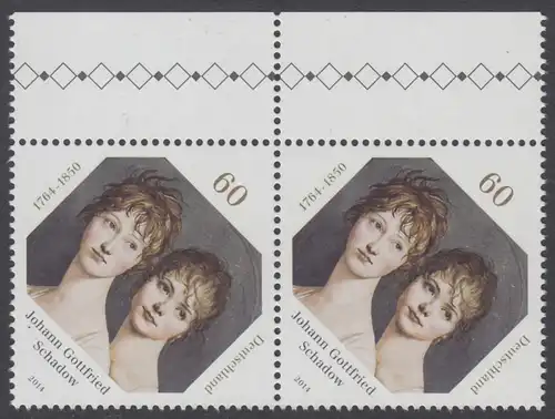 BUND 2014 Michel-Nummer 3079 postfrisch horiz.PAAR RÄNDER oben 