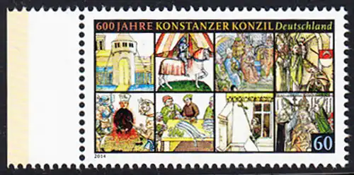 BUND 2014 Michel-Nummer 3091 postfrisch EINZELMARKE RAND links