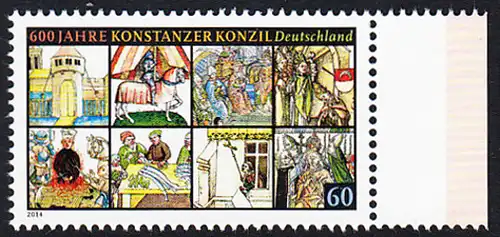 BUND 2014 Michel-Nummer 3091 postfrisch EINZELMARKE RAND rechts