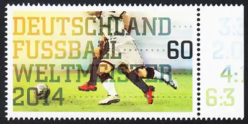 BUND 2014 Michel-Nummer 3095 postfrisch EINZELMARKE RAND rechts (a)