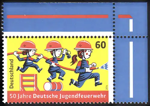 BUND 2014 Michel-Nummer 3099 postfrisch EINZELMARKE ECKRAND oben rechts