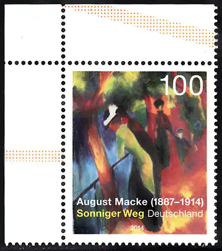 BUND 2014 Michel-Nummer 3103 postfrisch EINZELMARKE ECKRAND oben links