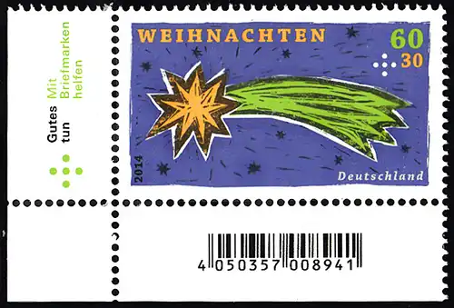 BUND 2014 Michel-Nummer 3108 postfrisch EINZELMARKE ECKRAND unten links