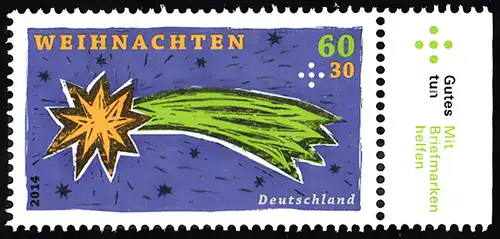 BUND 2014 Michel-Nummer 3108 postfrisch EINZELMARKE RAND rechts