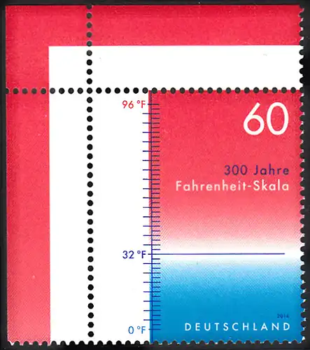 BUND 2014 Michel-Nummer 3109 postfrisch EINZELMARKE ECKRAND oben links