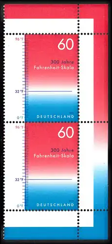 BUND 2014 Michel-Nummer 3109 postfrisch vert.PAAR ECKRÄNDER oben/unten rechts