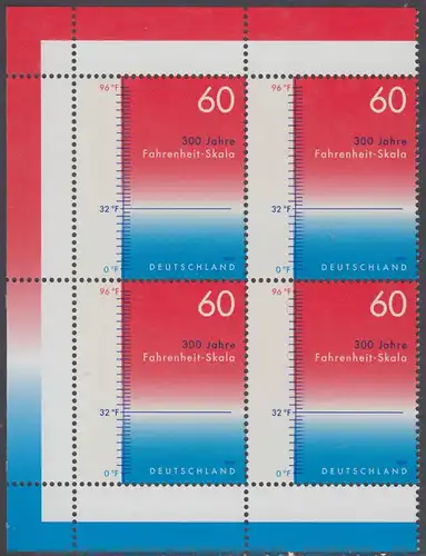BUND 2014 Michel-Nummer 3109 postfrisch BLOCK ECKRÄNDER oben/unten links