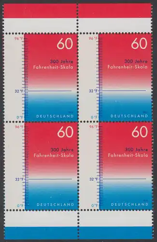 BUND 2014 Michel-Nummer 3109 postfrisch BLOCK RÄNDER oben/unten 