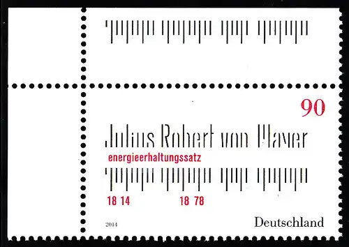 BUND 2014 Michel-Nummer 3110 postfrisch EINZELMARKE ECKRAND oben links