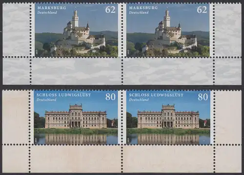 BUND 2015 Michel-Nummer 3122-3123 postfrisch SATZ(2) horiz.PAARE ECKRÄNDER unten links/rechts