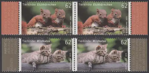 BUND 2015 Michel-Nummer 3124-3125 postfrisch SATZ(2) horiz.PAARE RÄNDER rechts/links (a)