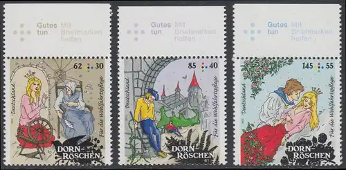 BUND 2015 Michel-Nummer 3132-3134 postfrisch SATZ(3) EINZELMARKEN RÄNDER oben 
