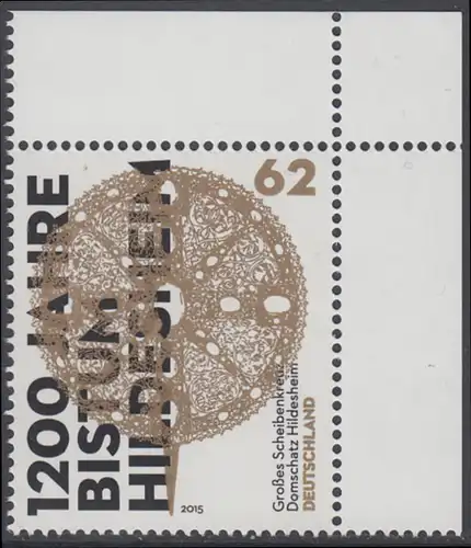 BUND 2015 Michel-Nummer 3137 postfrisch EINZELMARKE ECKRAND oben rechts