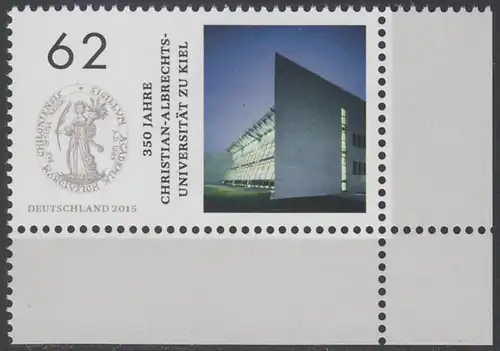 BUND 2015 Michel-Nummer 3139 postfrisch EINZELMARKE ECKRAND unten rechts