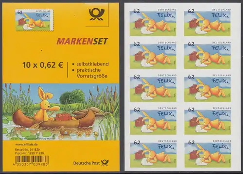 BUND 2015 Michel-Nummer 3142 postfrisch  Markenheft(10) -selbstklebend- 