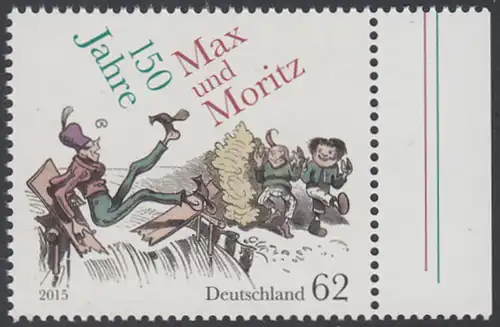 BUND 2015 Michel-Nummer 3146 postfrisch EINZELMARKE RAND rechts (a)