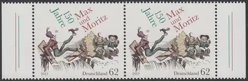 BUND 2015 Michel-Nummer 3146 postfrisch horiz.PAAR RÄNDER rechts (b)