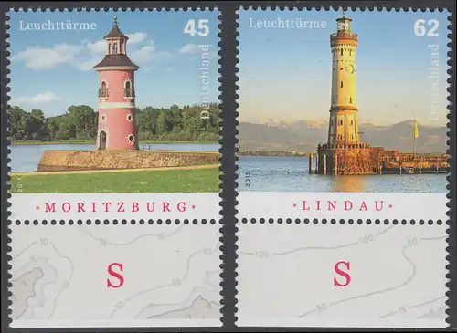 BUND 2015 Michel-Nummer 3156-3157 postfrisch SATZ(2) EINZELMARKEN RÄNDER unten (b)