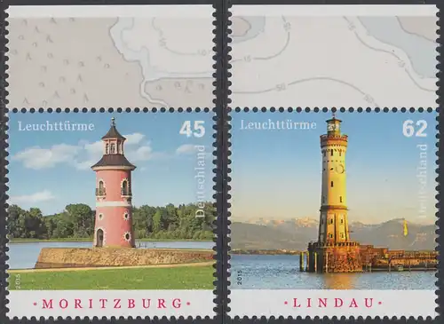 BUND 2015 Michel-Nummer 3156-3157 postfrisch SATZ(2) EINZELMARKEN RÄNDER oben (a)