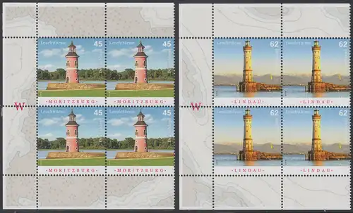 BUND 2015 Michel-Nummer 3156-3157 postfrisch SATZ(2) BLOCK ECKRÄNDER oben/unten links