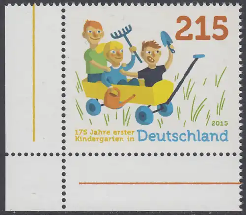 BUND 2015 Michel-Nummer 3158 postfrisch EINZELMARKE ECKRAND unten links