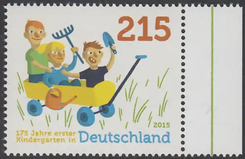 BUND 2015 Michel-Nummer 3158 postfrisch EINZELMARKE RAND rechts