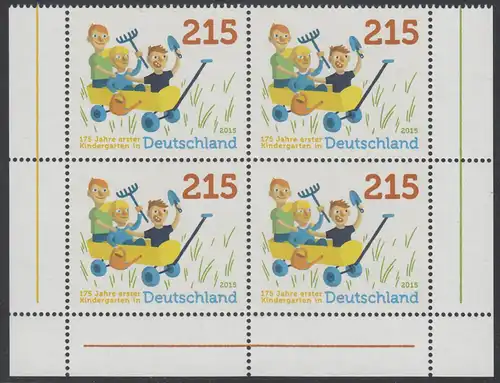 BUND 2015 Michel-Nummer 3158 postfrisch BLOCK ECKRÄNDER unten rechts/links