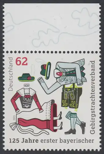 BUND 2015 Michel-Nummer 3159 postfrisch EINZELMARKE RAND oben (c)