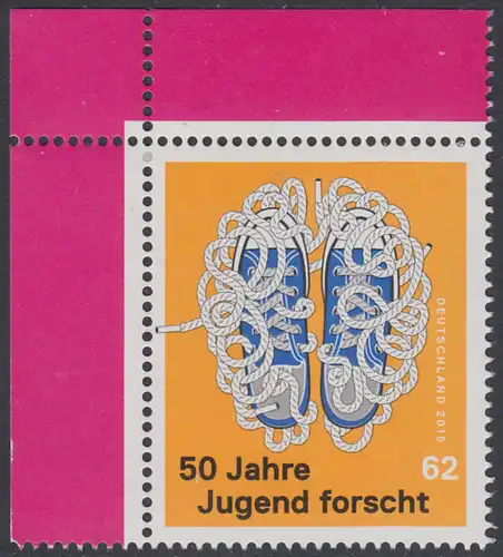 BUND 2015 Michel-Nummer 3160 postfrisch EINZELMARKE ECKRAND oben links