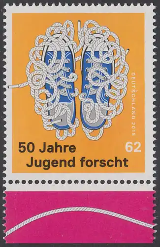 BUND 2015 Michel-Nummer 3160 postfrisch EINZELMARKE RAND unten (b)