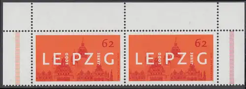 BUND 2015 Michel-Nummer 3164 postfrisch horiz.PAAR ECKRÄNDER oben rechts/links