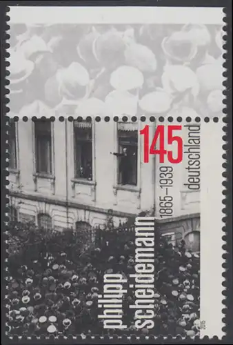 BUND 2015 Michel-Nummer 3165 postfrisch EINZELMARKE RAND oben (b)