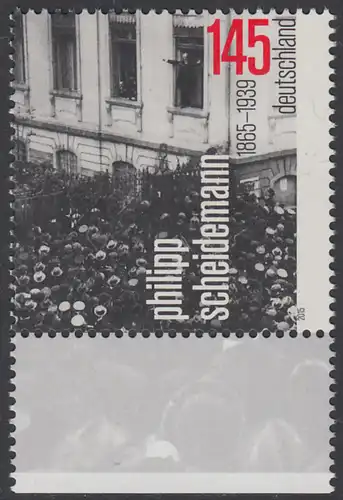 BUND 2015 Michel-Nummer 3165 postfrisch EINZELMARKE RAND unten (a)