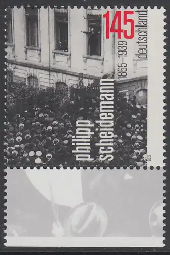 BUND 2015 Michel-Nummer 3165 postfrisch EINZELMARKE RAND unten (b)
