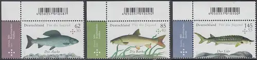 BUND 2015 Michel-Nummer 3169-3171 postfrisch SATZ(3) EINZELMARKEN ECKRÄNDER oben links