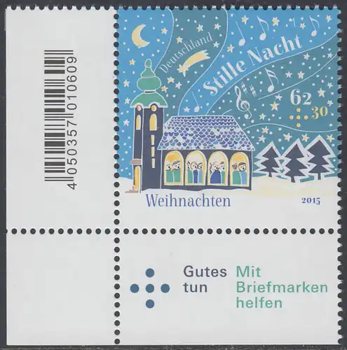 BUND 2015 Michel-Nummer 3183 postfrisch EINZELMARKE ECKRAND unten links