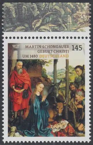 BUND 2015 Michel-Nummer 3184 postfrisch EINZELMARKE RAND oben (b)