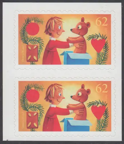 BUND 2015 Michel-Nummer 3187 postfrisch  vert.PAAR (a) -aus MH/selbstklebend- 