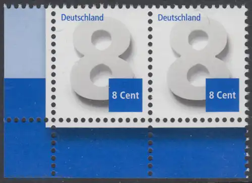 BUND 2015 Michel-Nummer 3188 postfrisch horiz.PAAR ECKRAND unten links