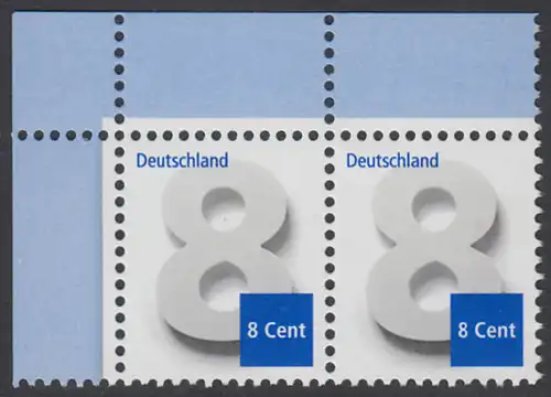 BUND 2015 Michel-Nummer 3188 postfrisch horiz.PAAR ECKRAND oben links