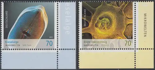 BUND 2015 Michel-Nummer 3192-3193 postfrisch SATZ(2) EINZELMARKEN ECKRÄNDER unten rechts